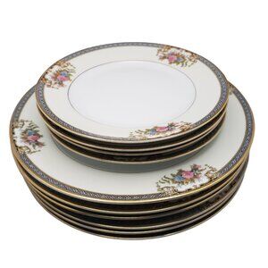 10 Noritake Grasmere Salad & Bread Butter Plate Gold Rim Japan Floral Fine China